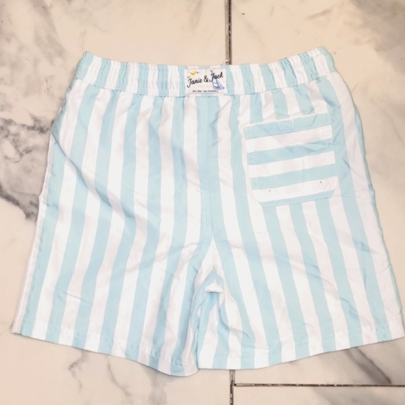JANIE AND JACK RECYCLED STRIPED SWIM TRUNK IN AQUA STRIPE SIZE 12 - Picture 2 of 16